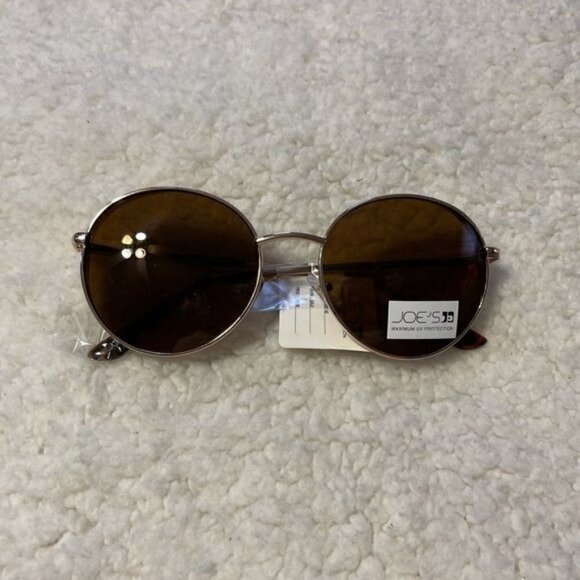 NWT Joe’s Jeans Gold Round Aviator Sunglasses - Picture 1 of 7